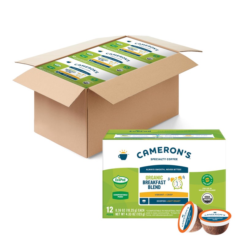 Cameron's Coffee Organic Breakfast Blend Single Serve Pods, 12 Count, 4.33 Ounce (Pack of 6) - Image 1